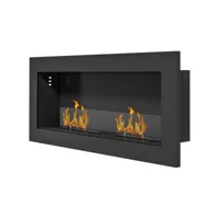 cheminée bioéthanol murale design bauhaus - double brûleur 0,85 l - pare-feu verre trempé - acier inox. acier noir