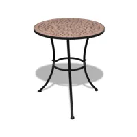 3 pcs ensemble table + 2 tabourets de bar de jardin，salon de jardin carreaux céramiques terre cuite pewv60749 meuble pro
