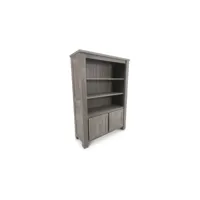 bibliothèque 2 portes 2 étagères bois massif gris - gabriel - l 120 x l 45 x h 170 cm - neuf