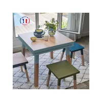 table de cuisine carrée avec tiroir 80 cm, 100% frêne massif eg2-009bb80