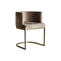 chaise en velours, de couleur taupe, 55x52x74 cm