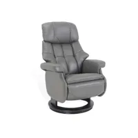 fauteuil de relaxation design avec pouf intégré - cosy - cuir anthracite
