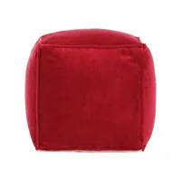 pouf velours de coton 40 x 40 x 40 cm rouge rubis 284029