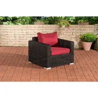 fauteuil bilbao / madeira en polyrotin , noir /rouge rubis
