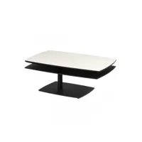 table basse blanc-noir - balf - ouverte : l 130 x l 65 x h 40 cm - fermée : l 100 x l 65 x h 40 cm