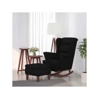 vidaxl chaise à bascule avec pieds en bois et tabouret noir velours