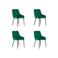 monzas - lot de 4 chaises en velours style glamour  - 82.5x58x49 cm - chaise de salle à manger - vert