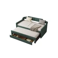 lit  extensible,avec caisson à roulettes, tiroirs, vert,90 x 200 cm (190 cm)