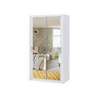 armoire portes coulissantes - rinker -120 cm - blanc - avec miroir