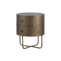 table de chevet ronde en métal - laiton - glossy glossy coloris antique brass