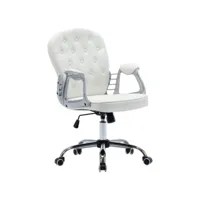 vidaxl chaise de bureau pivotante blanc similicuir 289362
