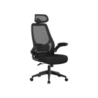 fauteuil de bureau chaise ergonomique siège pivotant accoudoirs et appui-tête réglables en tissu respirant hauteur réglable noir helloshop26 12_0001402