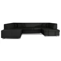 canapé convertible panoramique tissu et simili noir méridienne à droite houston 320 cm