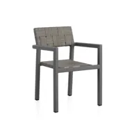 chaise de jardin à accoudoirs aluminium gris - yaiza - l 56 x l 59 x h 79 cm - neuf