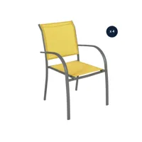 lot de 4 fauteuils de jardin en texaline piazza moutarde graphite - hespéride