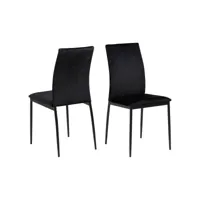lot de 4 chaises de salle à manger en tissu et métal - noir