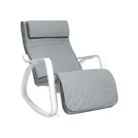 fauteuil à bascule en bois de bouleau chaise berçante avec repose-pieds réglable en 5 angles imitation lin capacité de charge 150 kg salon gris clair helloshop26 12_0002783