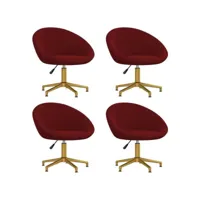 lot de 4 chaises  chaises de salle à manger chaise de cuisine  rouge bordeaux velours meuble pro frco23354