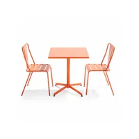 ensemble table inclinable de jardin et 2 chaises orange - palavas