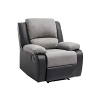 paris prix - fauteuil de relaxation microfibre polo 96cm gris & noir