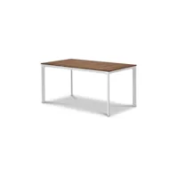table de jardin - table 160 cm - aluminium blanc et plateau eucalyptus fsc - atelier bocarnea tabatelierbl160