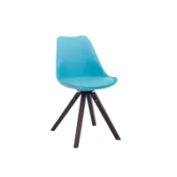 chaise de salle à manger troyes pivotante piétement en forme carrée , bleu/bois de chêne noyer