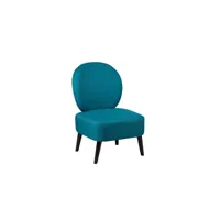 fauteuil crapaud tissu bleu canard - bangkok - l 59 x l 66 x h 86 cm - neuf