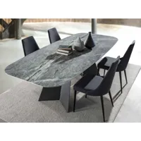table de repas design en céramique marbre gris et pieds métal noir empereur 200 ou 238 cm-longueur 238 cm