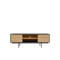 stripe - meuble tv design en bois et métal noir et chêne 278223001162