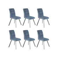 john - lot de 6 chaises capitonnées bleu gris