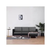 canapé fixe 3 places  canapé scandinave sofa avec coussins noir similicuir meuble pro frco68224