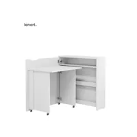 lenart bureau extensible avec rangement work concept slim cw02 l gauche 90 cm blanc mat