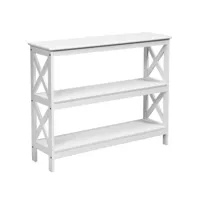table console table de canapé style industriel 100 x 33 x 80 cm avec 2 étagère de rangement blanc helloshop26 20_0004072