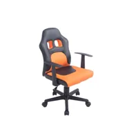 fauteuil chaise de bureau pour enfant en synthétique orange hauteur réglable bur10186