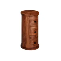 finebuy design sheesham en bois massif ø 35 cm  armoire avec tiroirs  armoire latérale étroite, solide  mini commode ronde