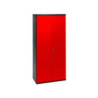 armoire de bureau 2 portes métal rouge et noir folia h 180