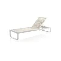 bain de soleil aluminium blanc - arrecife - l 208 x l 70 x h 95 cm - neuf
