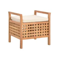 banquette pouf tabouret meuble banc de rangement cm bois de noyer massif helloshop26 3002174