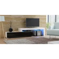 meuble tv flex laque bmnl - extensible ou angle 148 à 280 cm led rgb