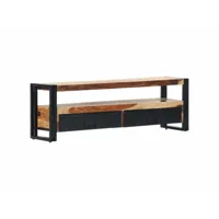 meuble télé buffet tv télévision design pratique 120 cm bois de sesham solide helloshop26 2502061