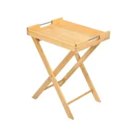 giantex table d’appoint pliante avec plateau amovible, bout de canapé petite table basse en bambou portable avec poignées, table de chevet pour salon, chambre à coucher, cuisine, sans montage, naturel