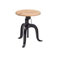 finebuy tabouret pivotant bois massif de acacia et métal 39x62,5x39 cm décoratif  style industriel  petit chaise de bar réglable en hauteur  tabouret en bois tournant