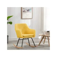 chaise à bascule fauteuil à bascule  fauteuil de relaxation jaune moutarde tissu meuble pro frco31149