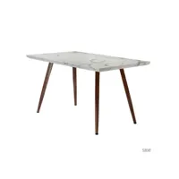table de salle à manger, table de salle à manger en bois avec motif en marbre, design moderne, pour cuisine et salle à manger 140 × 80 × 76 cm