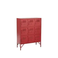 armoire 9 tiroirs metal rouge (86x41x113,5cm) type industriel loft john 97861