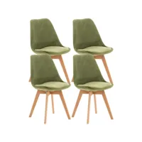 lot de 4 chaises de cuisine linares , vert clair/velours