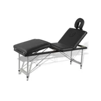 table pliable de massage noir 4 zones lit de massage  table de soin avec cadre en aluminium meuble pro frco45203