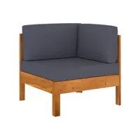 canapé d'angle avec coussins，banquette pour salon，sofa d'angle gris foncé bois d'acacia solide vcc921524