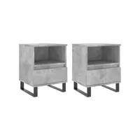 lot de 2 chevets, tables de chevet armoire latérale chambre gris béton 40x35x50 cm bois d’ingénierie