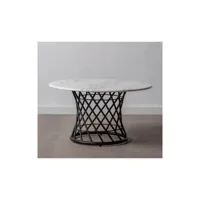 table basse design ronde aspect marbre/métal noir ø80cm crystal 359